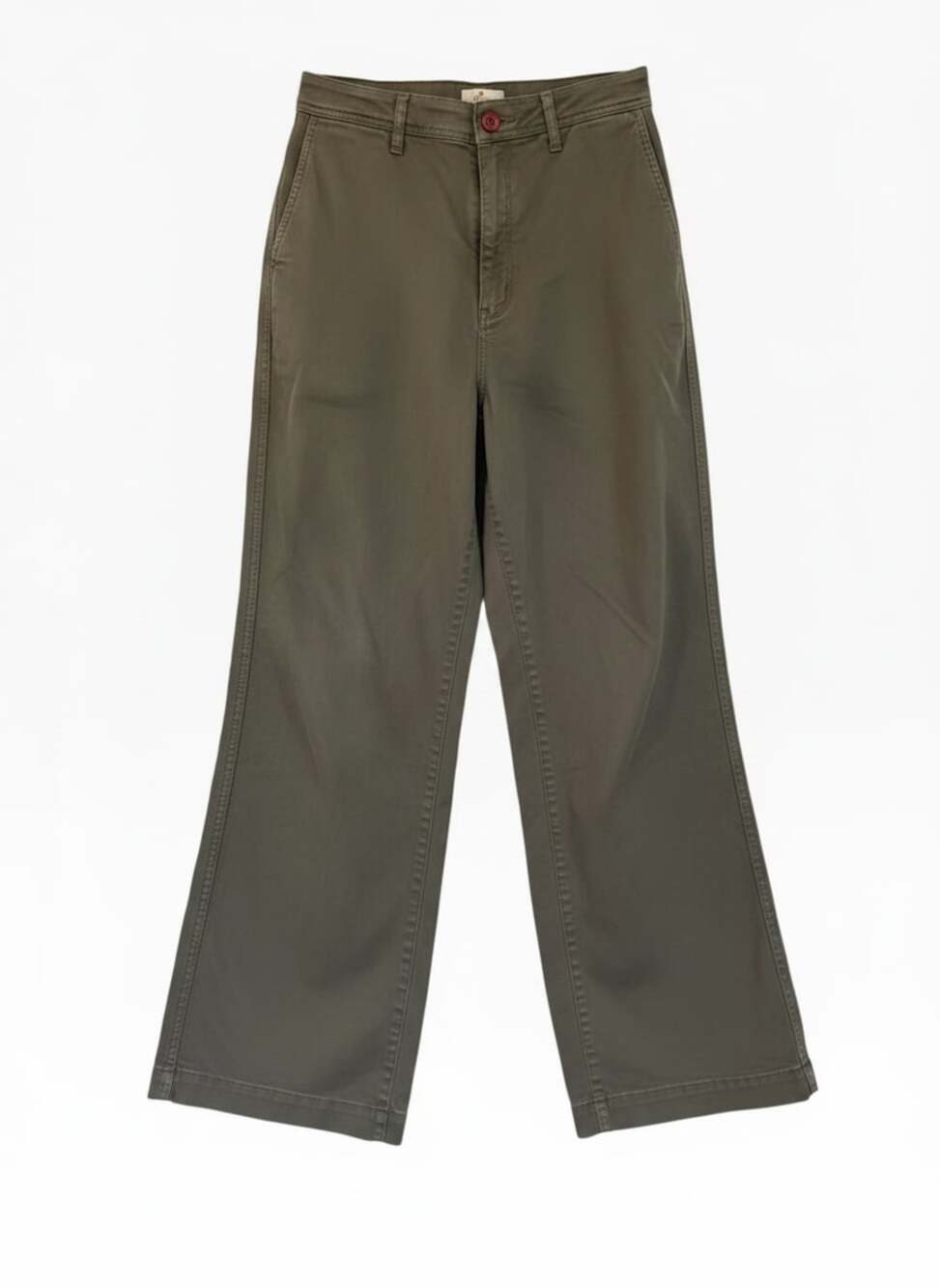Marine Layer Bridget Wide Leg Pants Size 14 Olive Green Cotton Twill High Rise